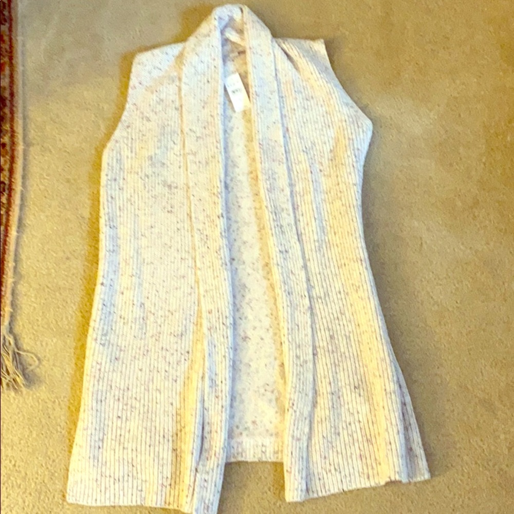 Loft Cream Vest Cardigan NWT SZ S